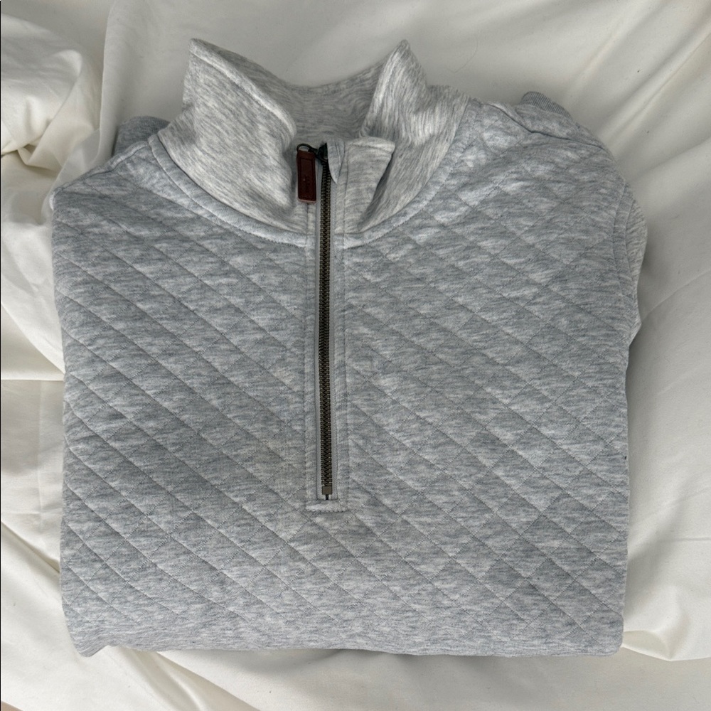 L.L. Bean Gray Quilted Half-Zip Sweater